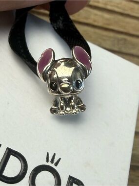Pandora Disney Stitch Charm Sterling Silver Pink Enamel Box